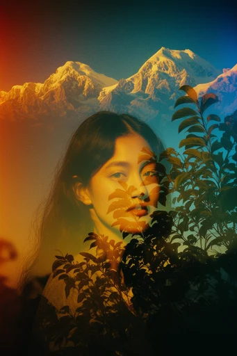 Ethereal Retro-Chromatic Surrealism style reference image — heavy film grain