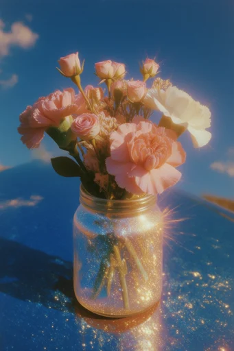 Luminous Cobalt Dreamscape style reference image — sparkling holographic elements
