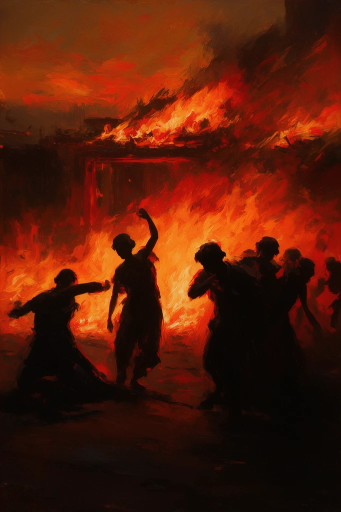 Apocalyptic Crimson Impressionism style AI image example 2