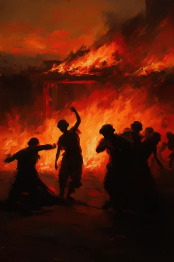 Apocalyptic Crimson Impressionism style AI image example 2
