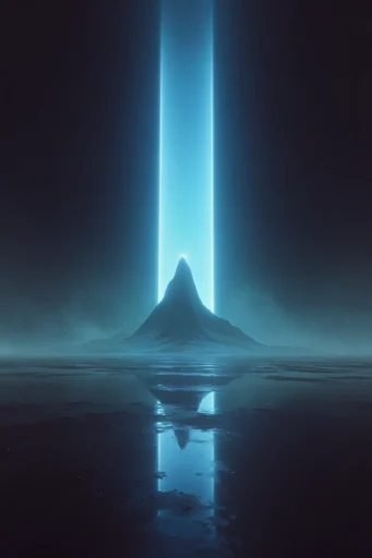 Monolithic Neon Minimalism style reference image — deep black voids