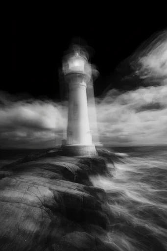 Kinetic Spectral Noir style reference image — ethereal double exposure