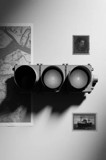 Monochromatic Surrealist Archive style reference image — surrealist collage