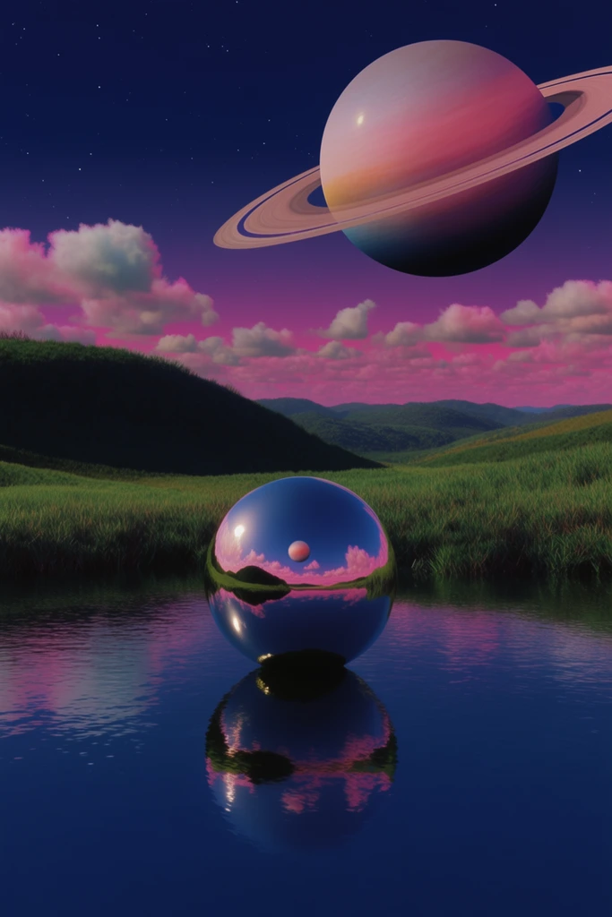 Luminous Retro-Surrealist Landscapes style AI image example 2