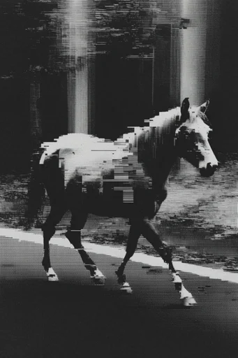 Monochrome Analog Corruption style AI image example 3