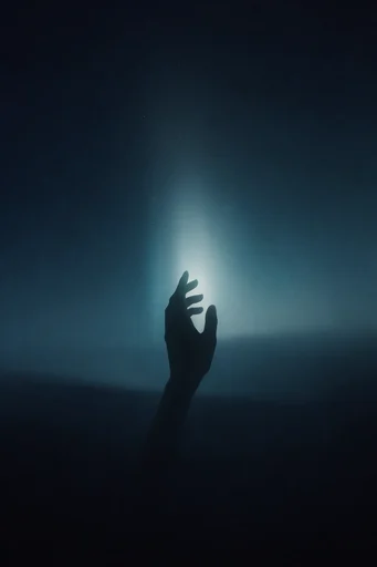 Luminous Monolithic Void style reference image — glowing cyan portal