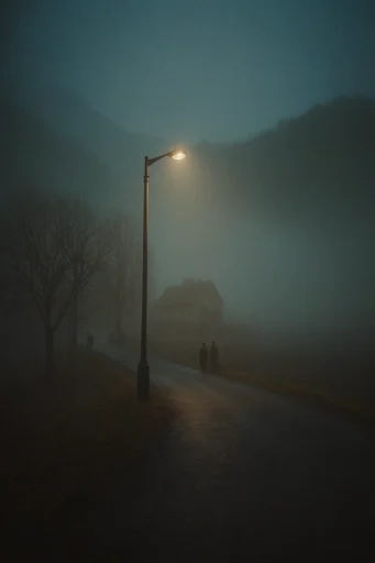 Atmospheric Nocturnal Haze style reference image — cinematic heavy grain