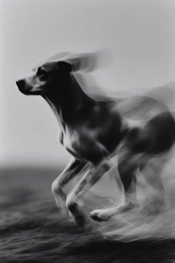 Ethereal Kinetic Monochrome style reference image — film grain