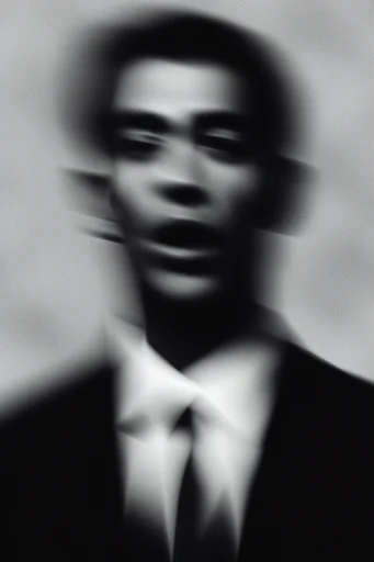Atmospheric Monochromatic Noir style reference image — motion blur