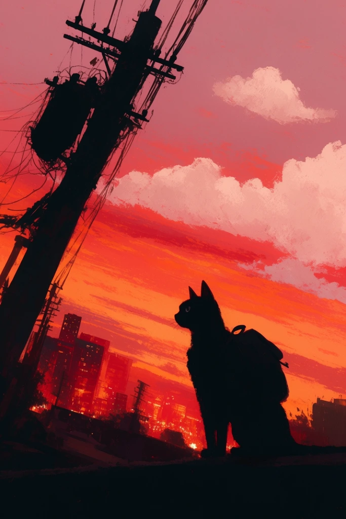 Crimson Twilight Silhouette style AI image example 3
