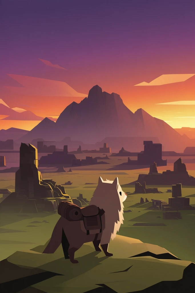 Geometric Sunset Noir style AI image example 3