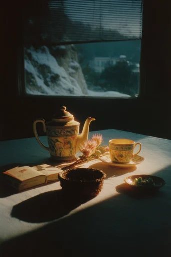 Cinematic Geometric Chiaroscuro style reference image — dramatic golden hour shadows