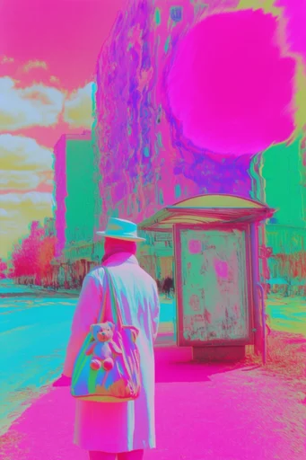 Neon Glitch Thermalism style reference image — neon thermal imaging