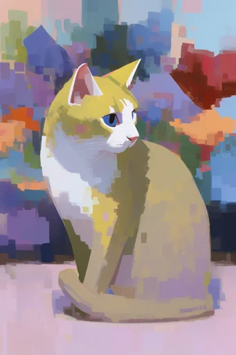 Geometric Impressionist Landscapes style reference image — gouache-inspired digital illustration