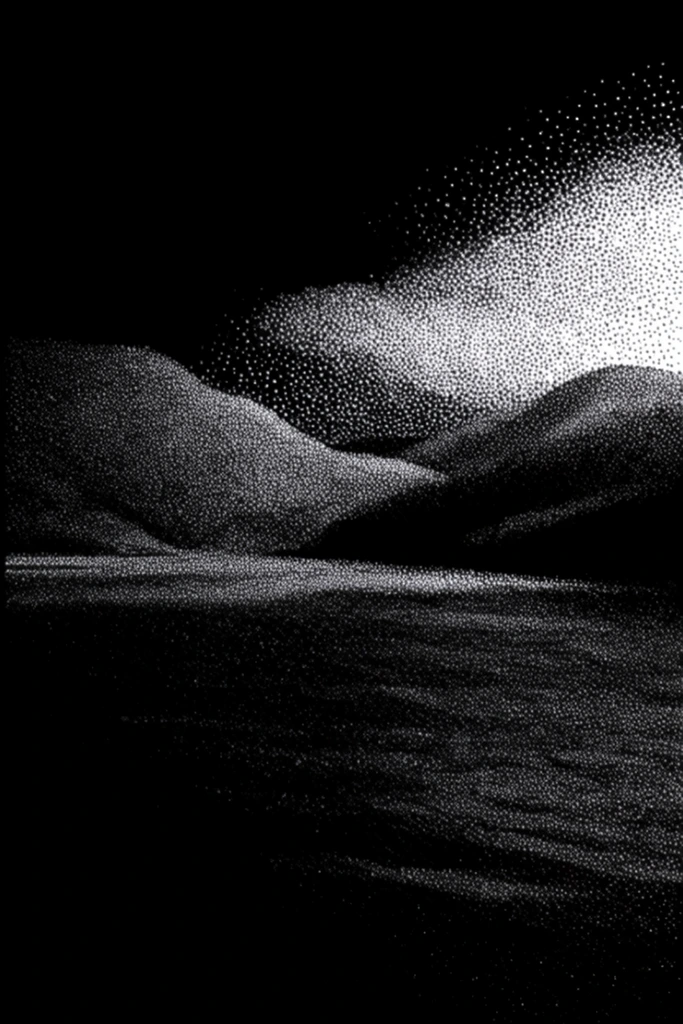 Gritty Monochromatic Noir style AI image example 2