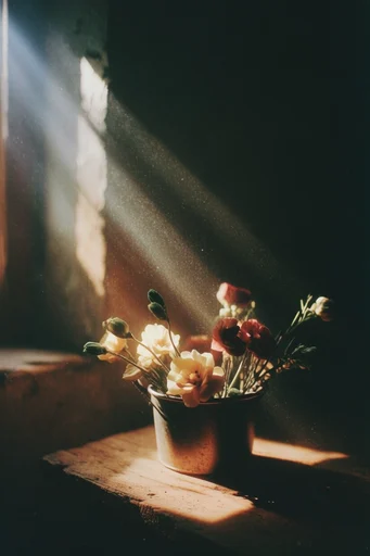 Cinematic Chiaroscuro Noir style reference image — atmospheric dust motes