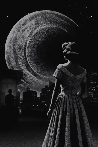 Spectral Stippled Noir style reference image — high-contrast monochrome