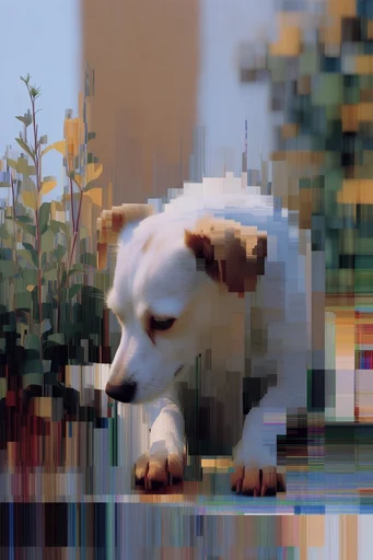 Digital Dissolution Glitch style reference image — data corruption aesthetic