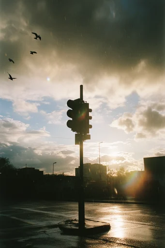 Luminous Analog Nostalgia style reference image — golden hour backlighting