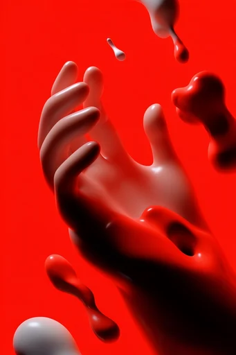 Saturated Surreal Minimalism style reference image — glossy tactile textures