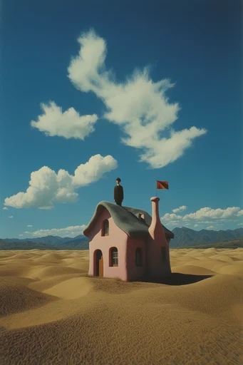 Vintage Surrealist Dreamscapes style reference image — sharp sunlight