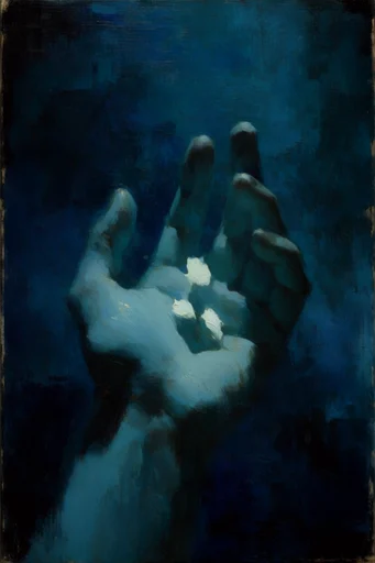 Nocturnal Impasto Abyss style reference image — deep teal and prussian blue palette