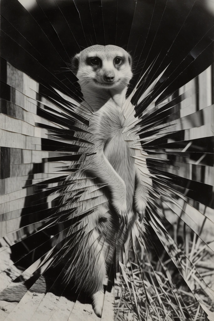 Monochrome Fragmentation Aesthetic style AI image example 3