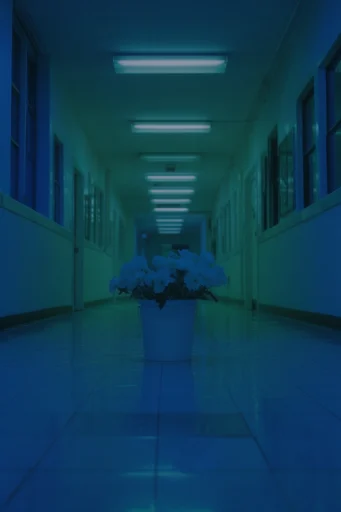 Monochromatic Liminal Fluorescents style reference image — cinematic atmosphere
