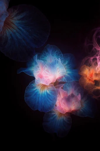 Luminous Organic Microcosm style reference image — deep indigo and rust palette