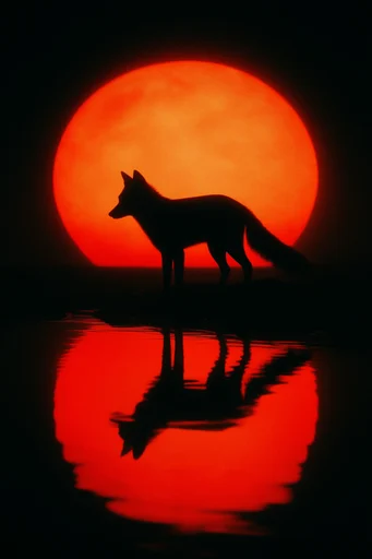 Crimson Solar Noir style reference image — crimson and black palette