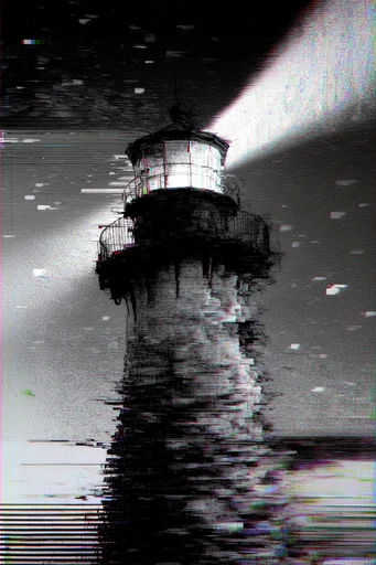 Monochrome Glitch Noir style reference image — corrupted data aesthetic