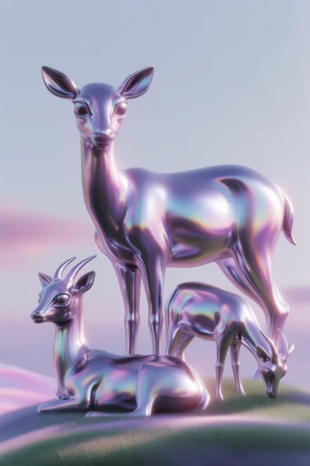 Iridescent Liquid Futurism style reference image — soft lavender and violet palette