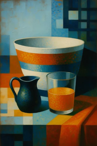 Geometric Modernist Synthesis style reference image — mid-century modernist