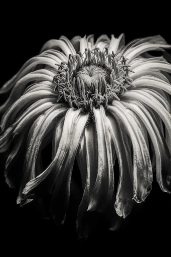 Monochrome Botanical Noir style reference image — macro detail
