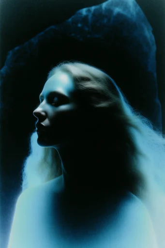 Spectral Cobalt Noir style reference image — cinematic film grain