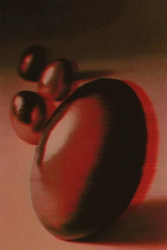 Crimson Noir Glitch style reference image — heavy analog film grain