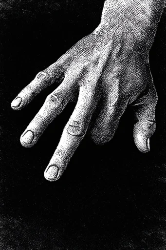 Stark Noir Pointillism style reference image — chiaroscuro lighting