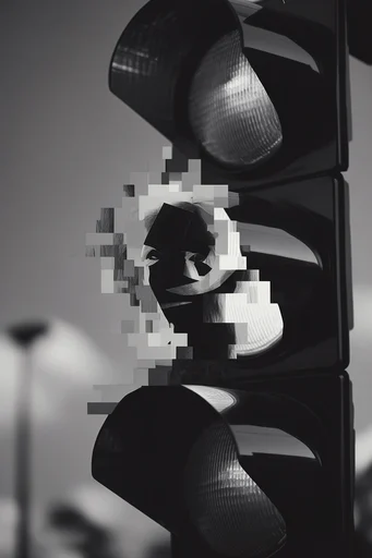 Fragmented Monochromatic Surrealism style reference image — geometric deconstruction