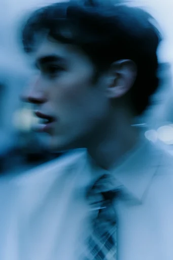 Ethereal Cyan Motion style reference image — motion blur portrait