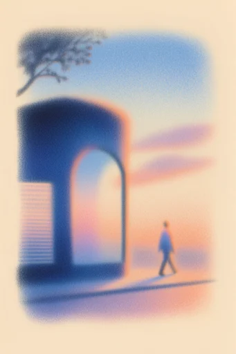 Ethereal Grain Dreamscapes style reference image — airbrush grain texture