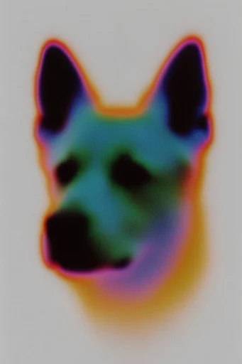 Luminescent Spectral Blur style reference image — low-fidelity print effect