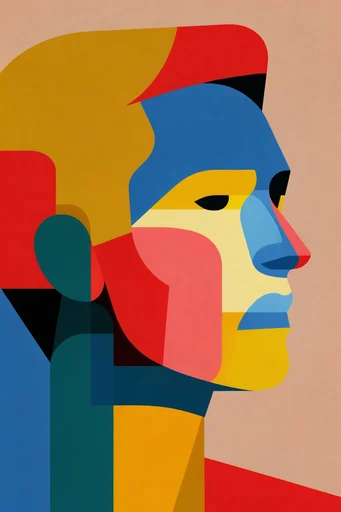 Mid-Century Graphic Minimalism style reference image — bold color blocking