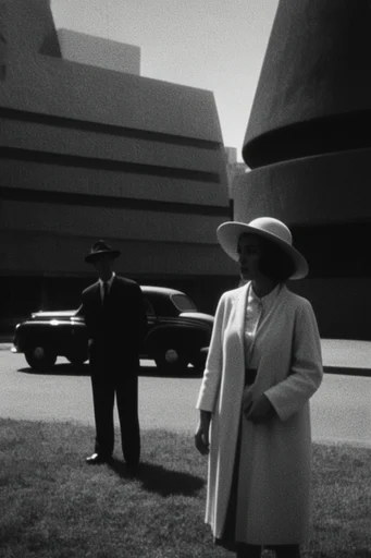 Cinematic Brutalist Noir style reference image — high-contrast monochrome