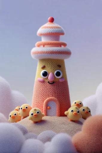 Plush Whimsical 3D style reference image — saturated pastel palette