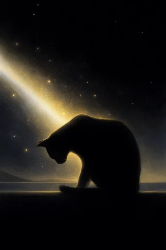 Celestial Chiaroscuro Mysticism style reference image — high-contrast dark fantasy