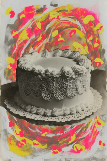 Neon Surreal Collage style reference image — mixed media juxtaposition