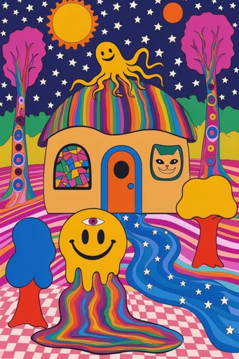 Neon Psychedelic Pop style AI image example 4