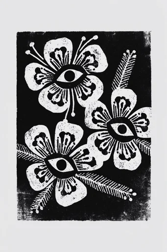 Gritty Minimalist Printmaking style reference image — minimalist folk occult