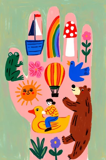 Vibrant Naive Collage style reference image — hand-drawn aesthetic