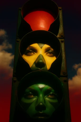 Neon Surreal Noir style reference image — saturated neon palette